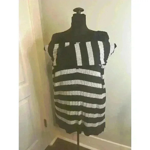 Kim Rogers Womens L Black Grey Stripe Henley Button Neck Long‎ Sleeve Sweater - Picture 4 of 11